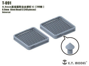 Rivets à tête C, modèle T-091 de 0,9 mm (240 pièces)