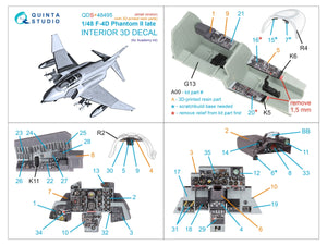 Quinta Studio QDS+48495 F-4D late Phantom II 3D-Printed &amp;amp; coloured Interior on decal paper (Academy) (Small version) (with 3D-printed resin parts) 1/48 – Bild 3