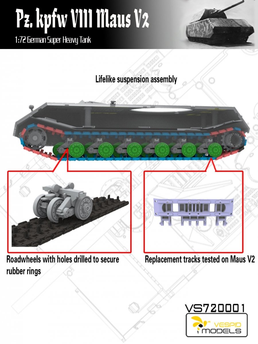 Vespid Models VS720001 Pz.Kpfw. VIII Maus V2 German Super Heavy Tank 1/72 – Bild 2