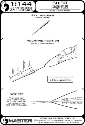 Master AM-144-024 Su-33 (Flanker D) Pitot tube 1/144 – imagen 3