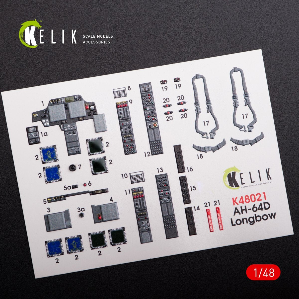 KELIK K48021 AH-64D &amp;quot;APACHE LONGBOW&amp;quot; INTERIOR 3D DECALS FOR HASEGAWA KIT 1/48 – Bild 2