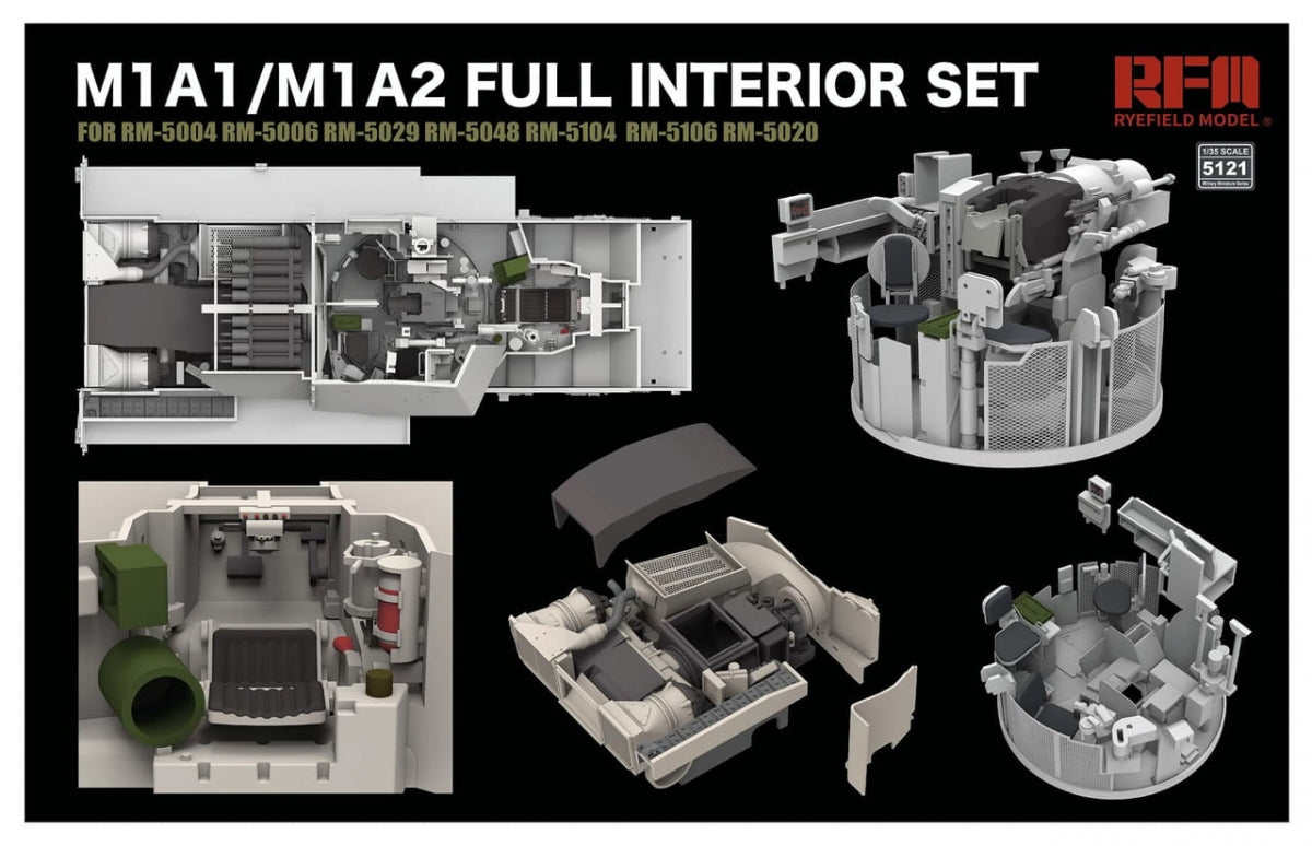 Rye Field Model 5121 M1A1 / M1A2 Abrams Full Interior Set 1/35 – immagine 2