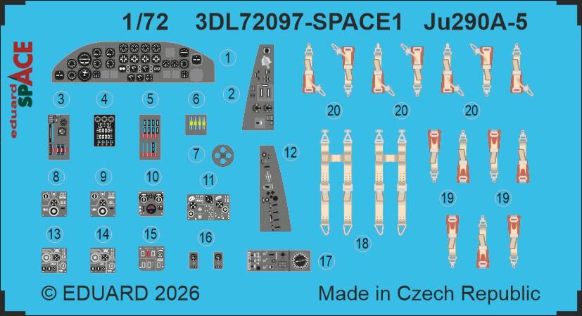 Eduard 3DL72097 Junkers Ju-290 A-5 Space Set for REVELL 1/72