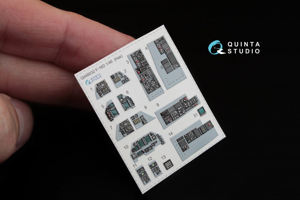 Quinta Studio QD48032 F-16D 3D-Printed &amp;amp; coloured Interior on decal paper (for Hasegawa kit) 1/48 – Bild 3