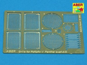 Aber 35G01 Grilles pour char allemand Grilles pour PzKpfw V Ausf.A/D Panther (Sd.Kfz.181) (1/35)