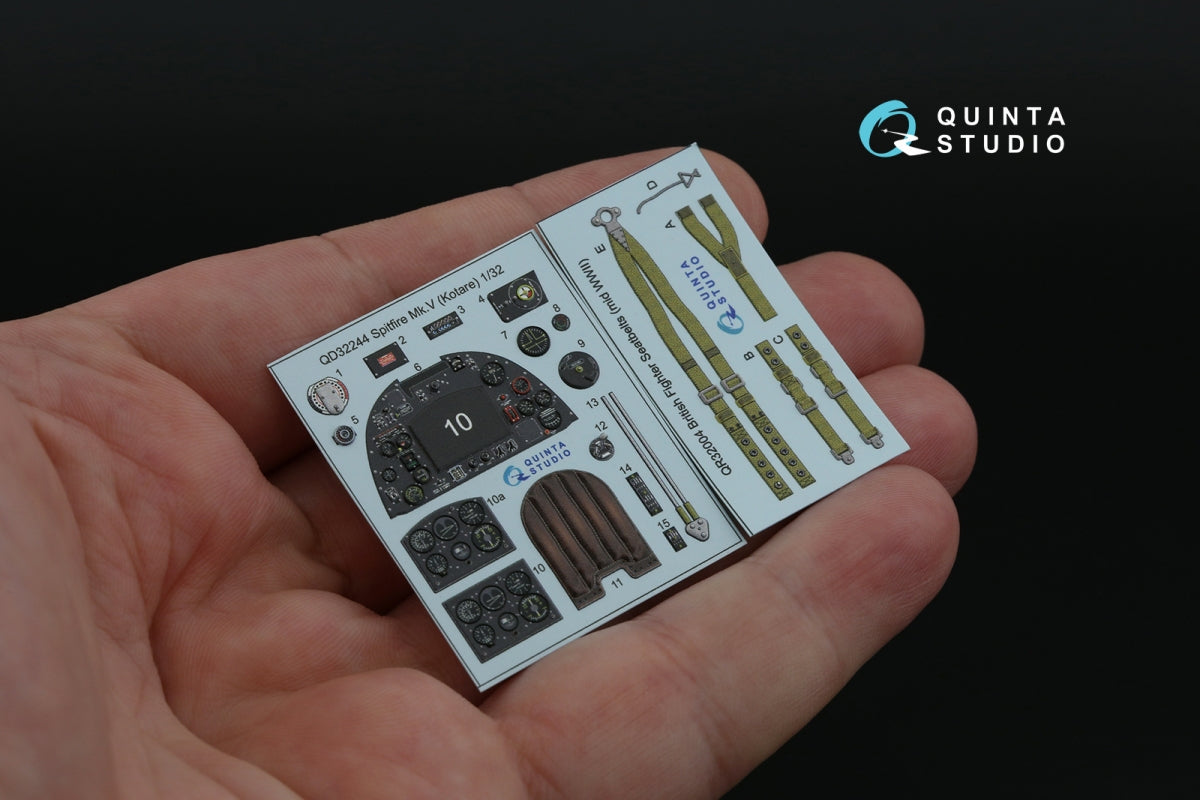 Quinta Studio QD32244 Spitfire Mk.V 3D-Printed &amp;amp; colored Interior on decal paper (Kotare) 1/32 – image 4