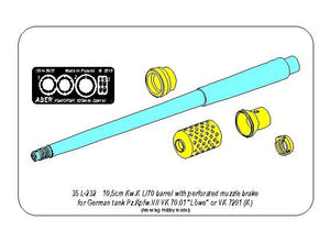 Aber 35l-232 10,5cm KwK L/70 barrel with perforated muzzle brake for German Pz.Kpfw. VII Lowe or VK 7201(K) 1/35 – immagine 8