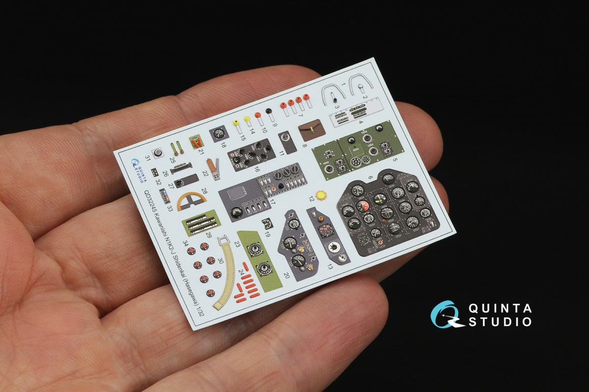 Quinta Studio QD32245 N1K2-J Shidenkai 3D-Printed &amp;amp; colored Interior on decal paper (Hasegawa) 1/32 – image 4