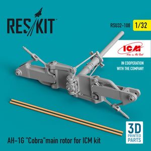 RESKIT RSU32-0108 AH-1G &amp;quot;COBRA&amp;quot;MAIN ROTOR FOR ICM KIT (3D PRINTED) 1/32