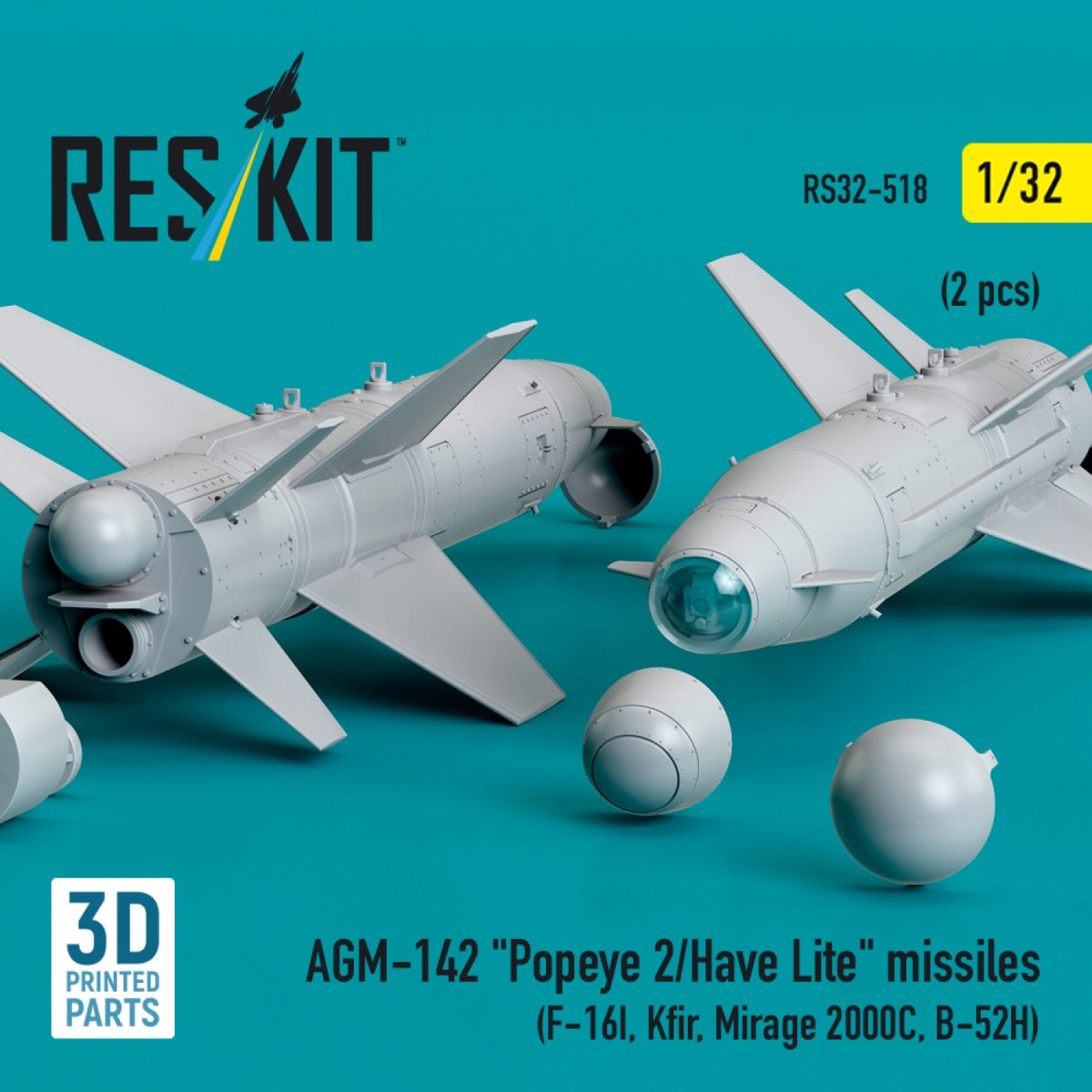 RESKIT RS32-0518 AGM-142 &amp;quot;Popeye 2/Have Lite&amp;quot; missiles (2 pcs) (3D Printed) 1/32 – imagen 2