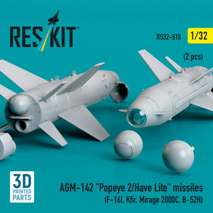 RESKIT RS32-0518 AGM-142 &amp;quot;Popeye 2/Have Lite&amp;quot; missiles (2 pcs) (3D Printed) 1/32 – imagen 2