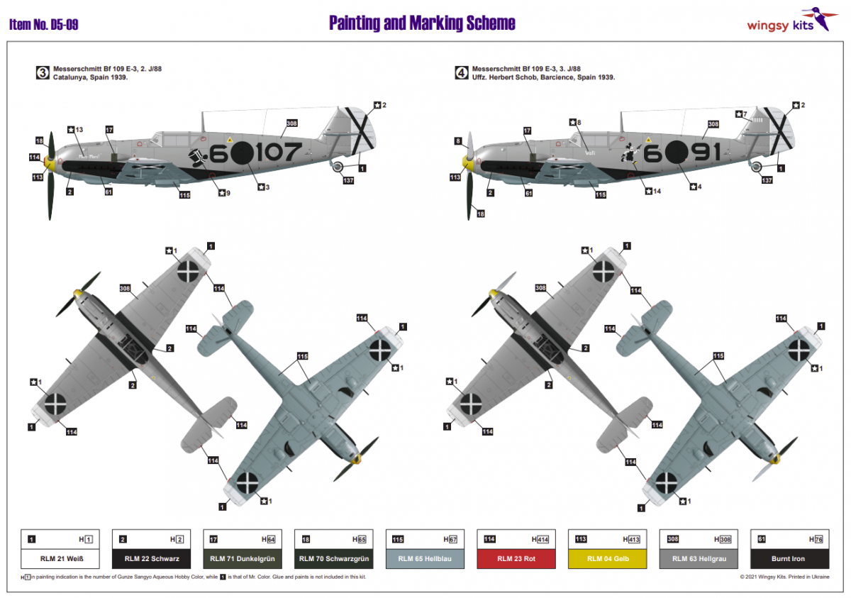 Wingsy Kits D5-09 MESSERSCHMITT Bf 109 E-1 and E-3 Legion Condor 1/48 – Bild 18