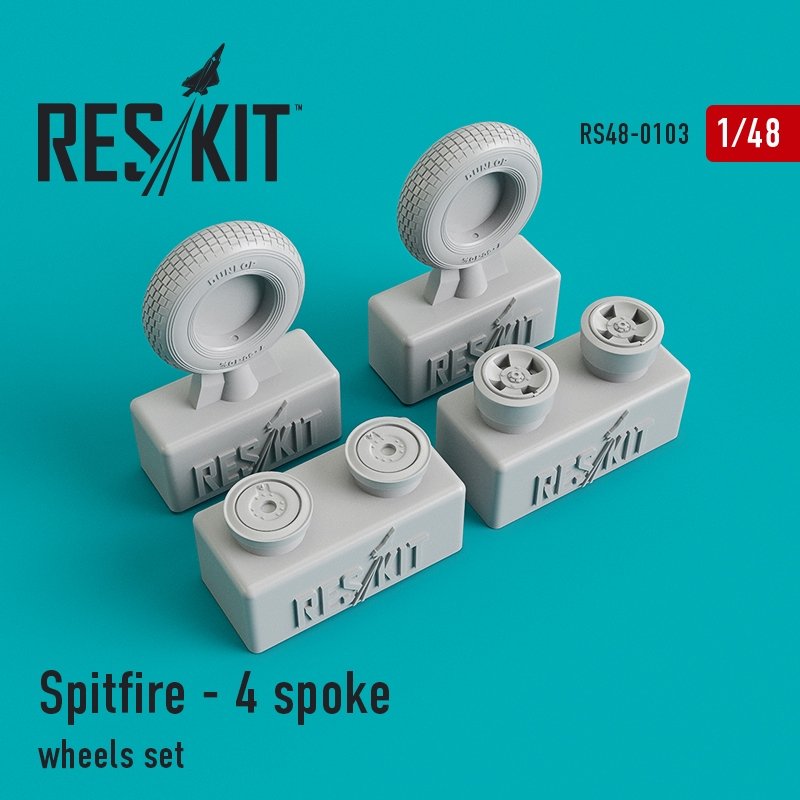 RESKIT RS48-0103 Spitfire - Jeu de roues à 4 rayons 1/48