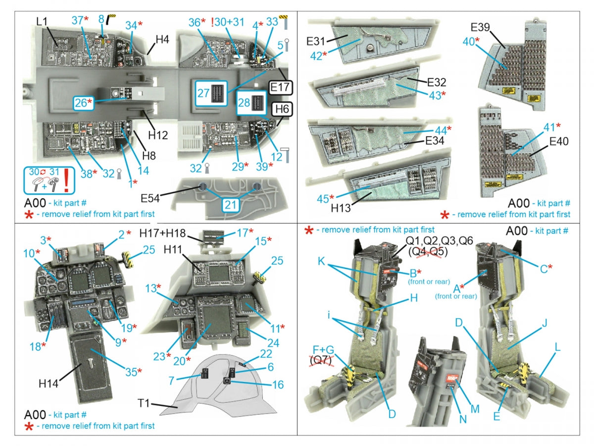 Quinta Studio QD48405 F-14D 3D-Printed &amp;amp; coloured Interior on decal paper (Hobby Boss) 1/48 – immagine 2