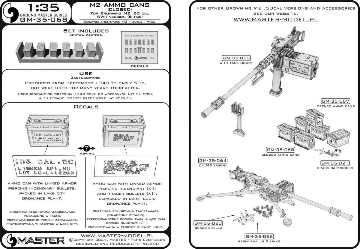 Master GM-35-068 Skrzynki amunicyjne M2 do karabinu Browning M2 .50 - używane w okresie II w. św. (6 szt.) - ZAMKNIĘTE 1/35 – Bild 6