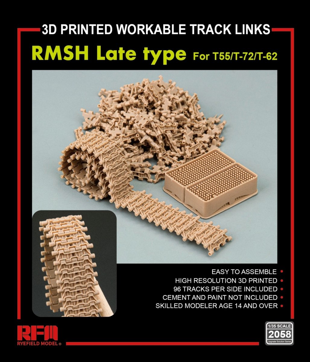 Rye Field Model 2058 RMSH Late Type For T55/-72/T-62 3D PRINTED WORKABLE TRACK LINKS 1/35 – Bild 2