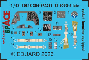 Eduard 3DL48304 Messerschmitt Bf-109 G-6 Late (Rocket Launcher Equipped) Space Set for TAMIYA 1/48