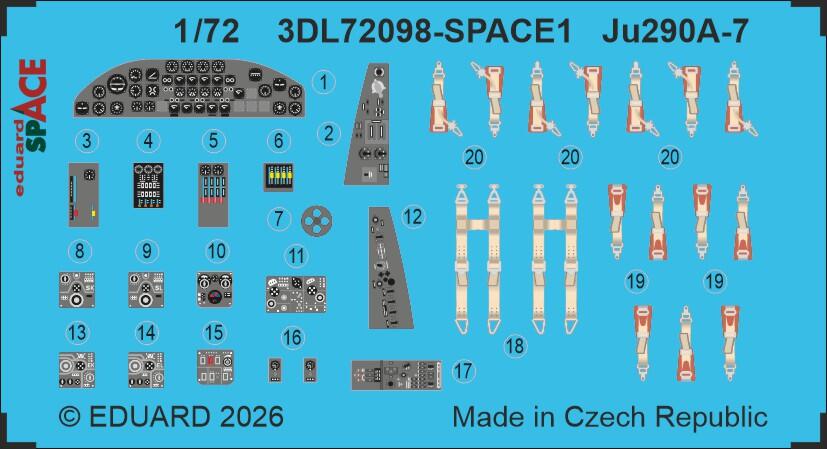 Eduard 3DL72098 Junkers Ju-290 A-7 Space Set for REVELL 1/72