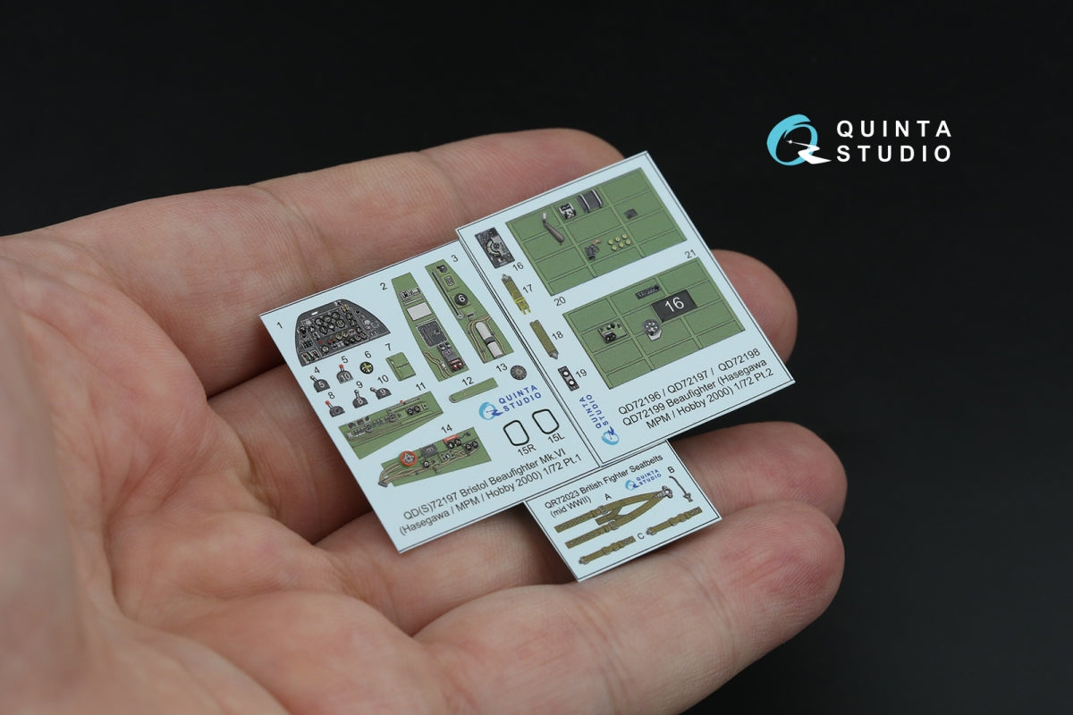 Quinta Studio QD72197 Bristol Beaufighter Mk.VI 3D-Printed &amp;amp; coloured Interior on decal paper (Hasegawa/MPM/Hobby2000) 1/72 – imagen 7