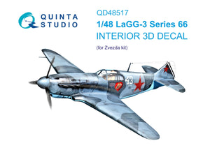 Quinta Studio QD48517 LaGG-3 Series 66 3D-Printed &amp;amp; coloured Interior on decal paper (Zvezda) 1/48