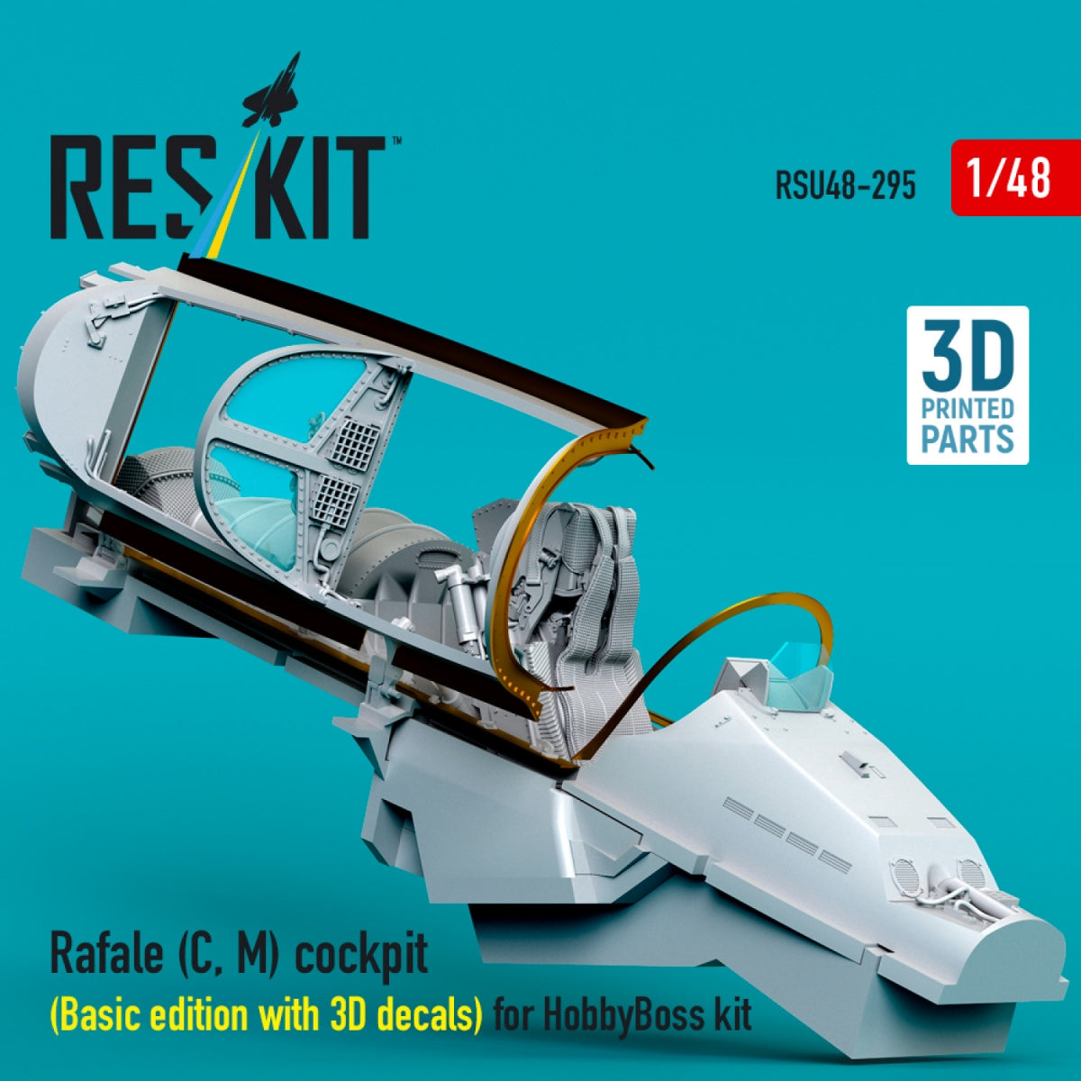 RESKIT RSU48-0295 Rafale (C, M) cockpit (Basic edition with 3D decals) for HobbyBoss kit (3D printed) 1/48 – Bild 3
