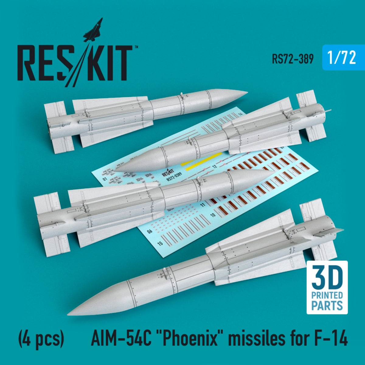 RESKIT RS72-0389 AIM-54C "PHOENIX" MISSILES FOR F-14 (4PCS) 1/72