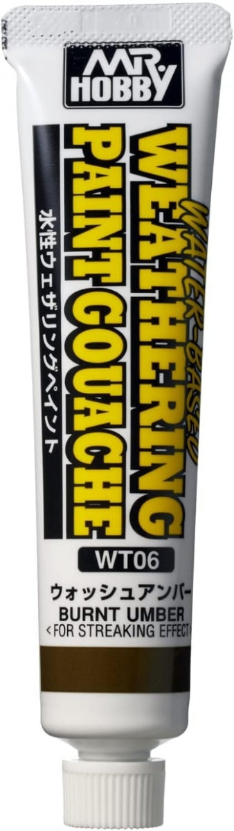 Peinture à l'eau Gunze Sangyo WT-06 effet vieilli, gouache terre d'ombre brûlée, 20 ml