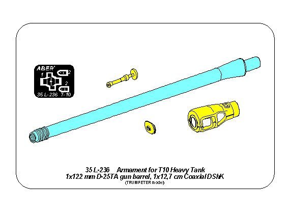 Aber 35L-236 Armament for T10 Heavy Tank 1x122 mm D-25TA, 1x12,7 cm Coaxial DShK 1/35 – Bild 10