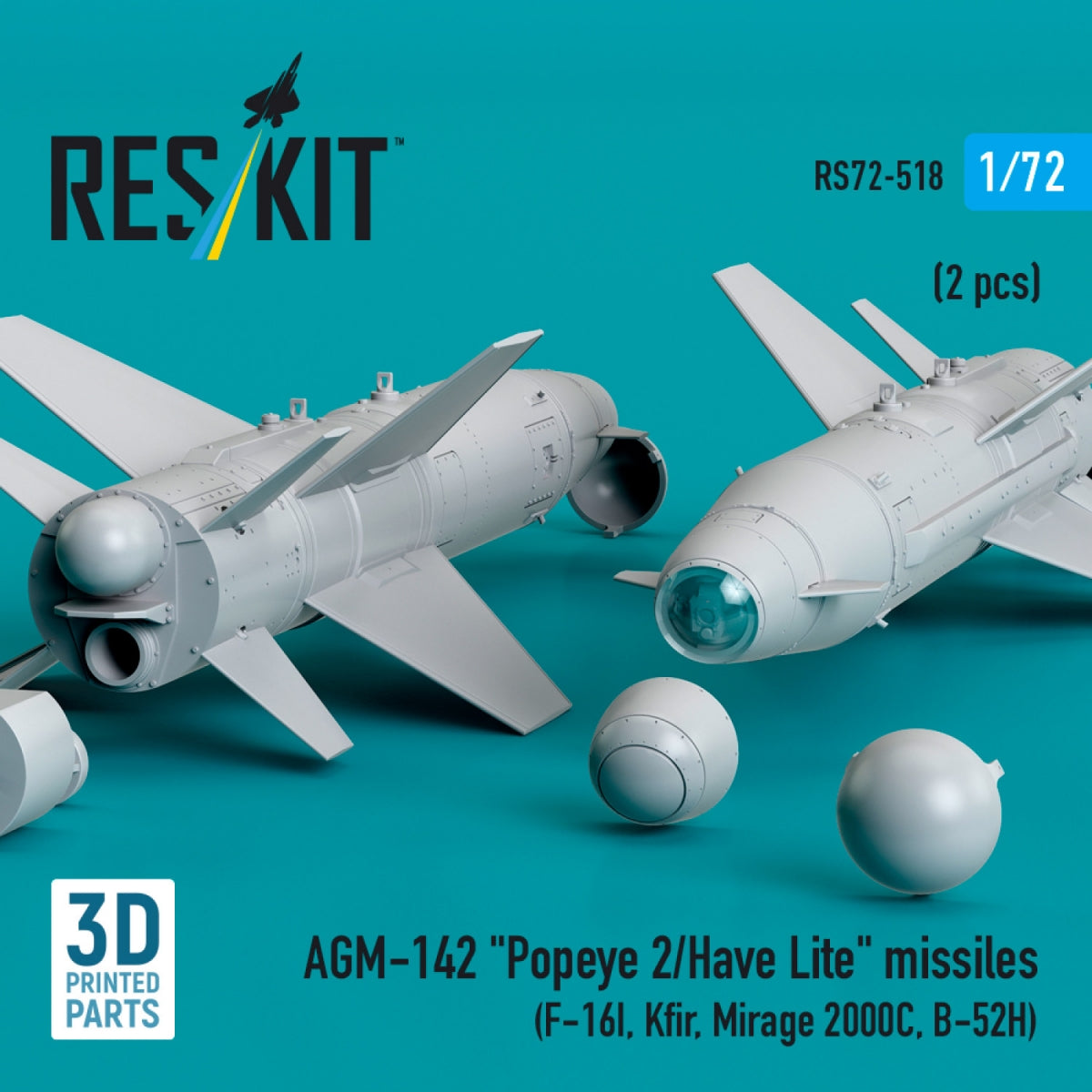 RESKIT RS72-0518 AGM-142 &amp;quot;Popeye 2/Have Lite&amp;quot; missiles (2 pcs) (3D Printed) 1/72 – zdjęcie 2