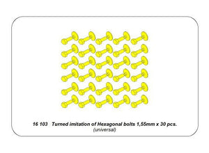 Aber 16103 Turned imitation of Hexagonal bolts 1,55mm x 30pcs. 1/16 – imagen 4