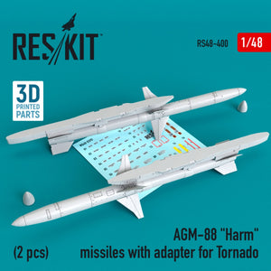 RESKIT RS48-0400 MISSILES AGM-88 « HARM » AVEC ADAPTATEUR POUR TORNADO (2 PIÈCES) 1/48