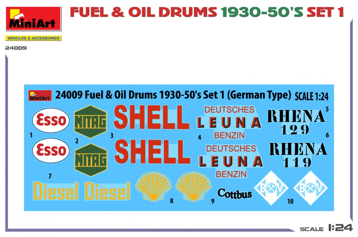 MiniArt 24009 FUEL OIL DRUMS 1930-50’S SET 1. GERMAN TYPE 1/24 – Bild 2