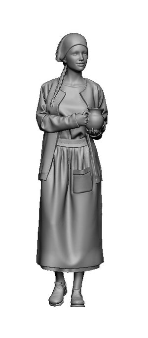 Glowel Miniatures 35064 Jeune fille civile, Seconde Guerre mondiale (1 figurine, imprimée en 3D) 1/35
