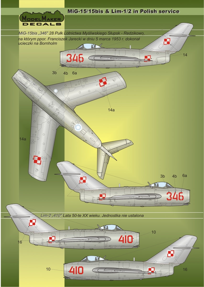 ModelMaker Decals D48023 MiG-15/15bis &amp;amp; Lim-1/2 in Polish service – Bild 3