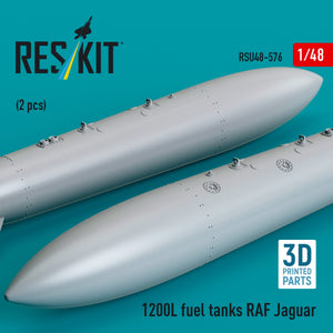 RESKIT RSU48-0576 1200 L fuel tanks RAF Jaguar (2 pcs) (3D Printed) 1/48
