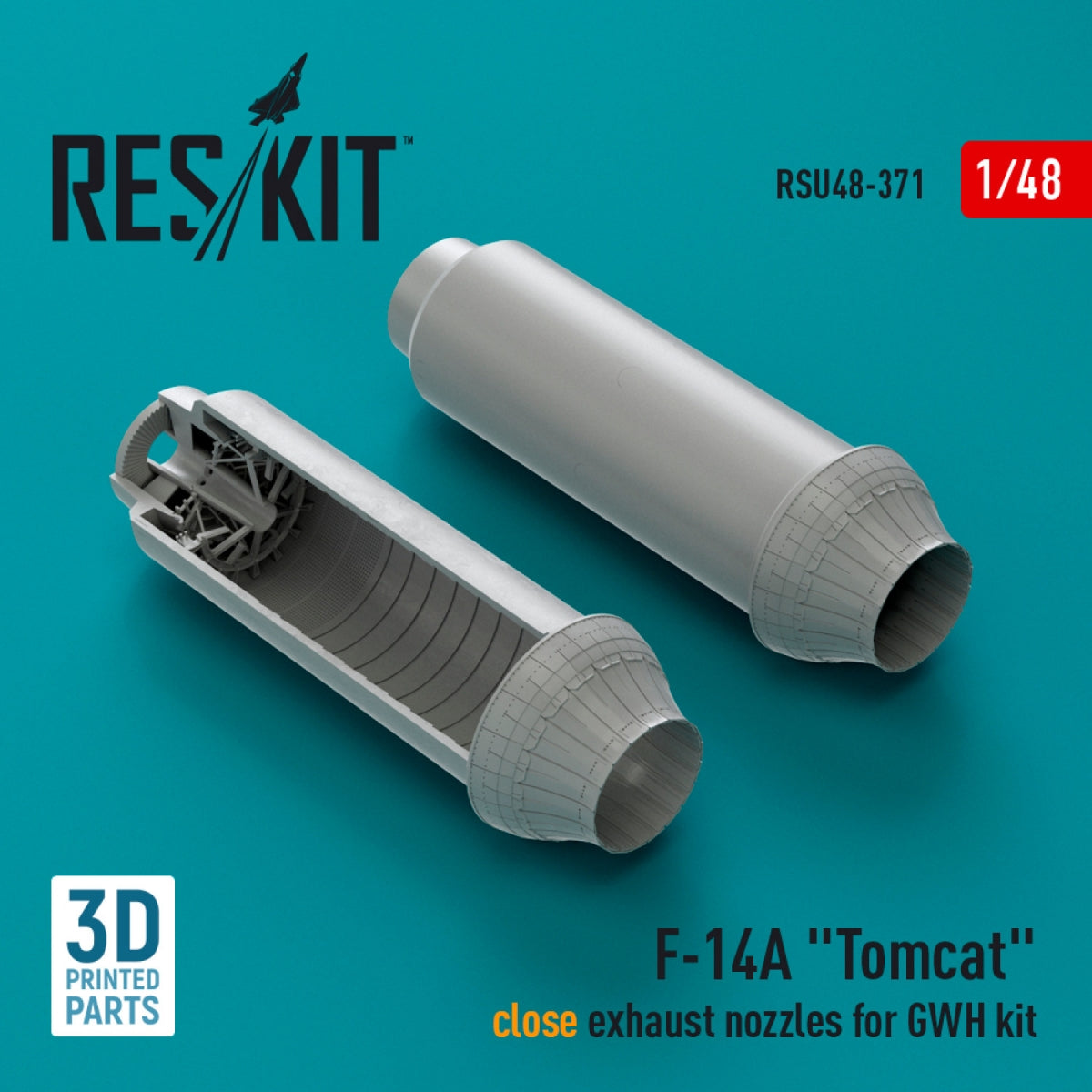 RESKIT RSU48-0371 F-14A &amp;quot;Tomcat&amp;quot; close exhaust nozzles for GWH kit (3D Printed) 1/48