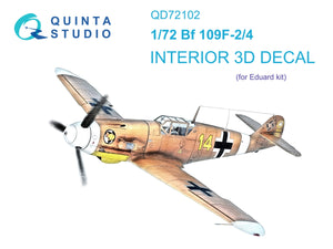Quinta Studio QD72102 BF 109F-2/4 3D-Printed &amp;amp; coloured Interior on decal paper (Eduard) 1/72