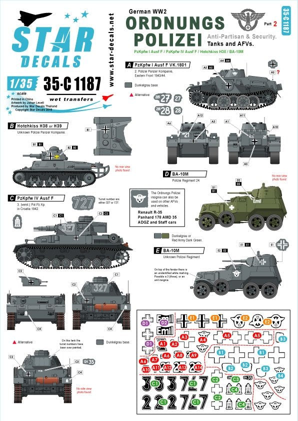 Star Decals 35-C1187 Ordnungs Polizei #2 1/35