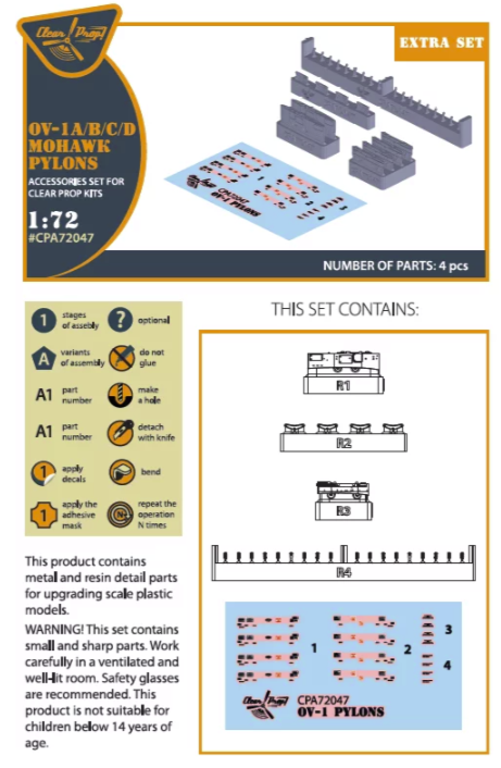 Clear Prop! CPA72047 OV-1 A/B/C/D Mohawk pylons for CP kit 1/72 – image 2