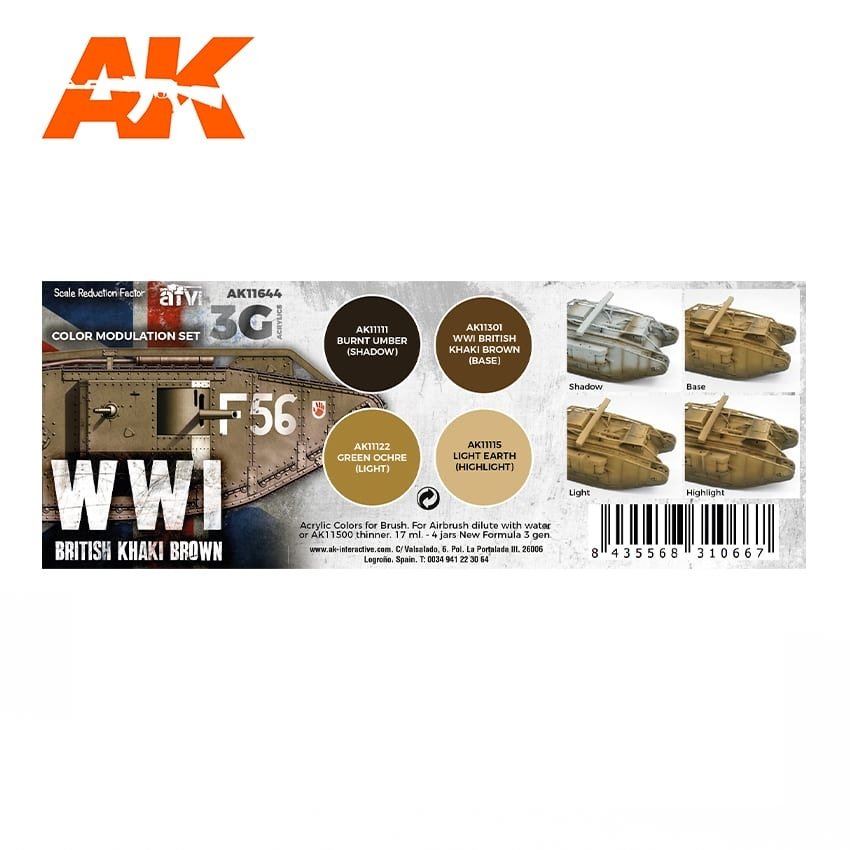AK Interactive AK11644 WWI BRITISH COLORS MODULATION SET 4x17 ml – Bild 2