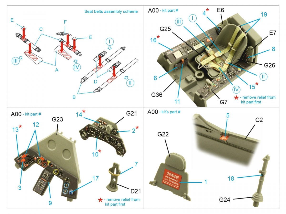 Quinta Studio QD35101 FW 190A-6 3D-Printed &amp;amp; coloured Interior on decal paper (Border Model) 1/35 – immagine 2