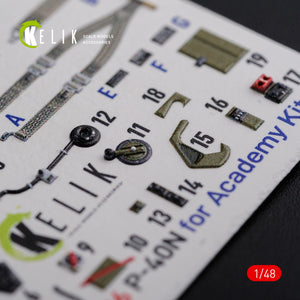 KELIK K48086 P-40N interior 3D decals for Academy kit 1/48 – Bild 7