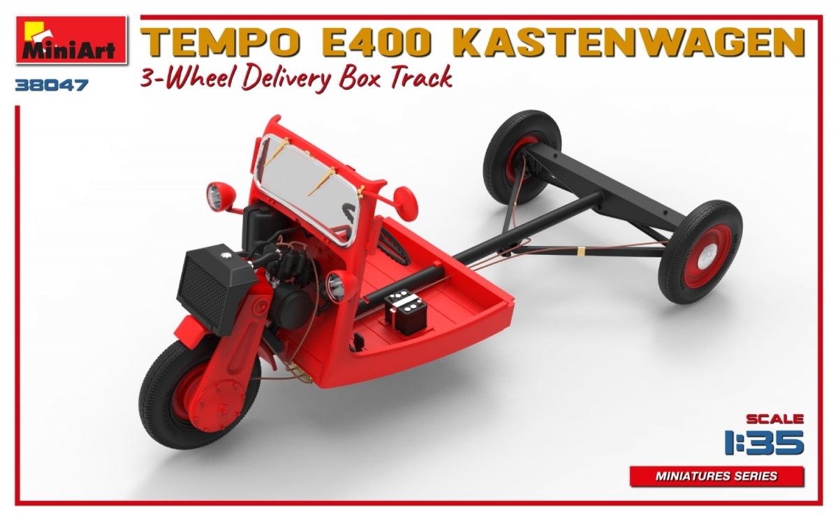 MiniArt 38047 TEMPO E400 KASTENWAGEN 3-WHEEL DELIVERY BOX TRACK 1/35 – Bild 8