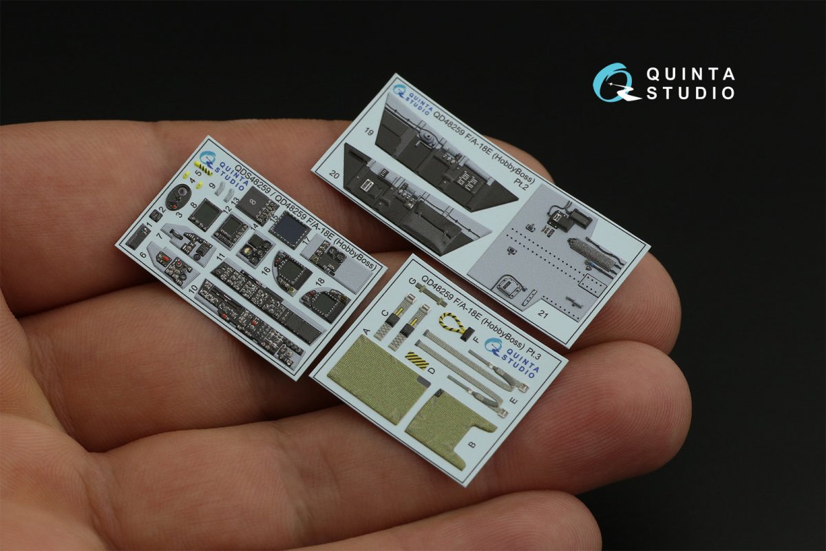 Quinta Studio QD48259 F/A-18E 3D-Printed &amp;amp; coloured Interior on decal paper (HobbyBoss) 1/48 – Bild 3