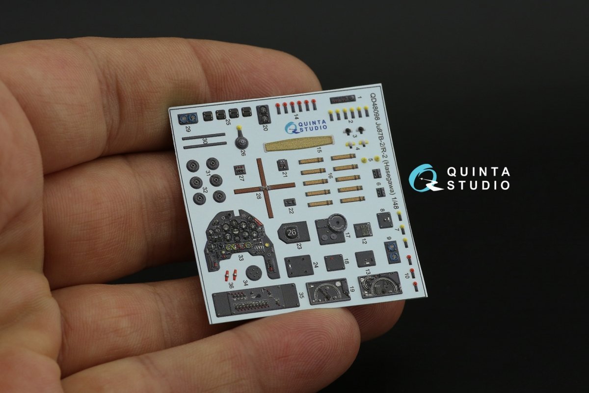 Quinta Studio QD48098 Ju 87B-2/R-2 3D-Printed &amp;amp; coloured Interior on decal paper (Hasegawa) 1/48 – immagine 7