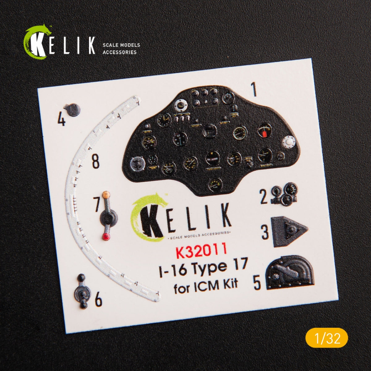 KELIK K32011 I-16 TYPE 17 - INTERIOR 3D DECAL FOR ICM KIT 1/32 – Bild 3