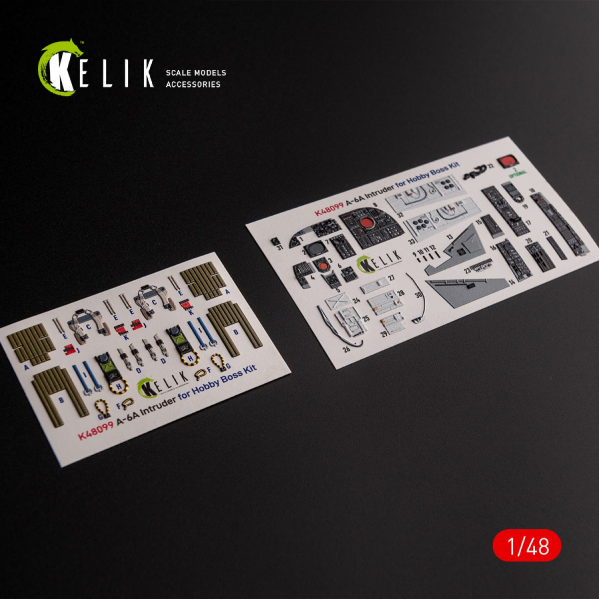 KELIK K48099 A-6A Intruder - décalcomanies 3D intérieures pour maquette HobbyBoss au 1/48 