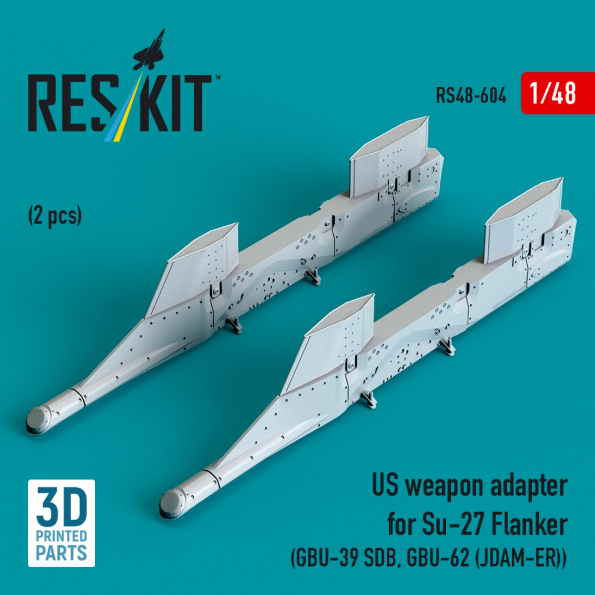RESKIT RS48-0604 US weapon adapter for Su-27 Flanker (2 pcs) (GBU-39 SDB, GBU-62 (JDAM-ER)) (3D Printed) 1/48