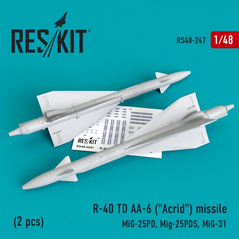 RESKIT RS48-0247 R-40 TD AA-6 (&amp;quot;Acrid&amp;quot;) missile (2 pcs) 1/48