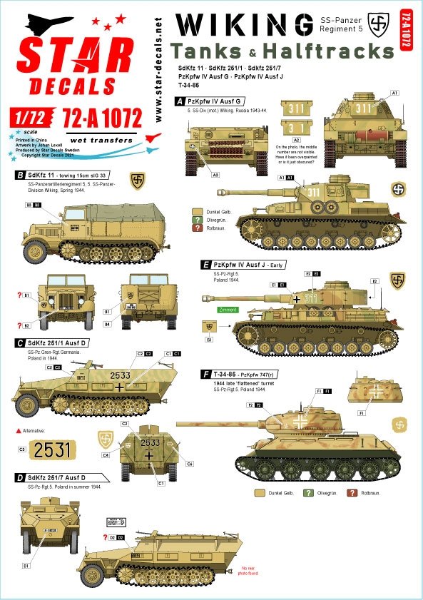 Star Decals 72-A1072 Viking #3. 1/72